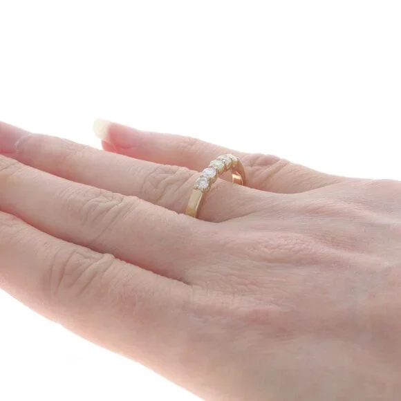 Yellow Gold Diamond Five-Stone Anniversary Wedding Band - 18k Round .50ctw Ring
